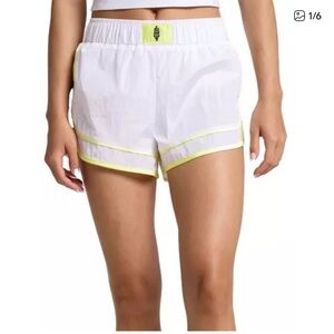 Free People White and Yellow Athletic Shorts